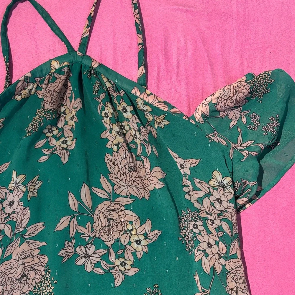Torrid Teal Floral Off-Shoulder Blouse - Picture 2 of 3